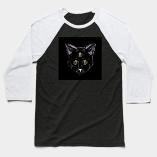 Three Eyed Spiritual Black Cat Baseball T-Shirt